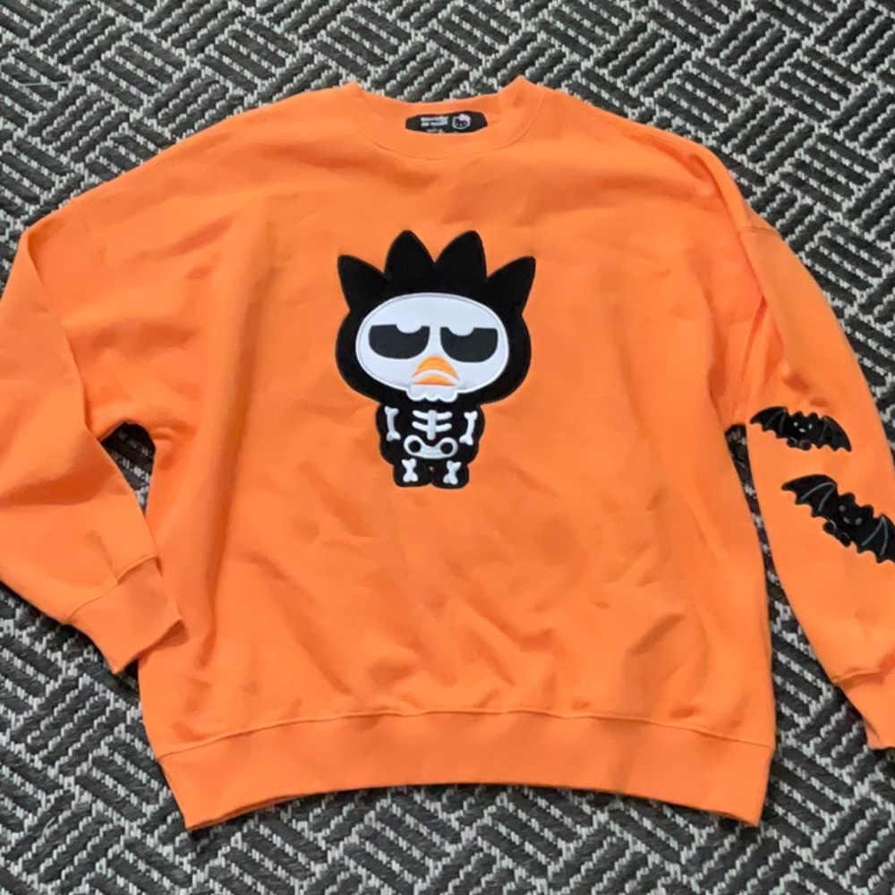 Forever 21 Hello Kitty Friends Batz Maru Skeleton Orange Black Sweatshirt Top S